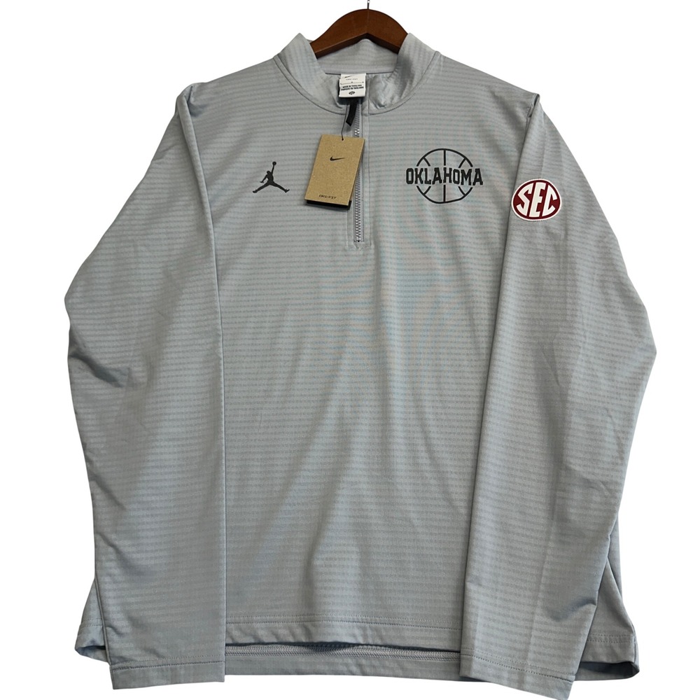 Jordan Oklahoma Sooners Basketball SEC Dri-FIT 1/4 Zip Pullover Grey FD5837-012